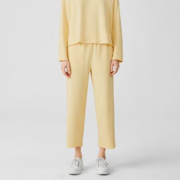 *NWT* EILEEN FISHER ORGANIC COTTON FRENCH TERRY STRAIGHT PANT_BUTTER_L_$158 - Picture 2 of 3